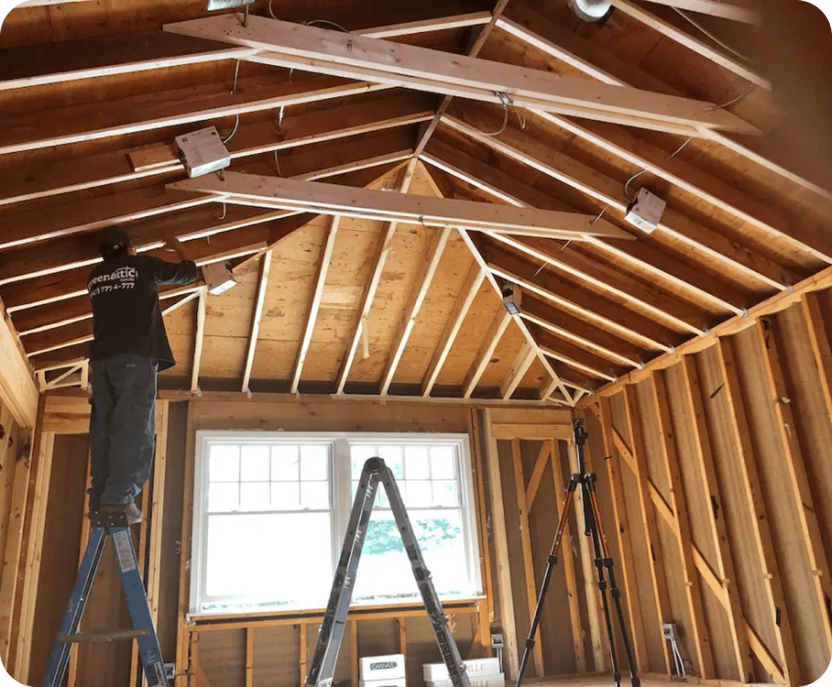 Cathedralize the knee wall space if ductwork is on the attic floor