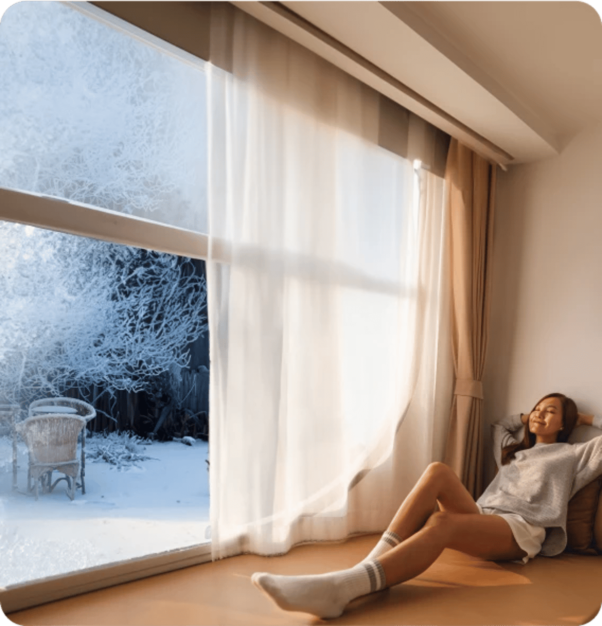 Girl Relaxing in a Cozy Room