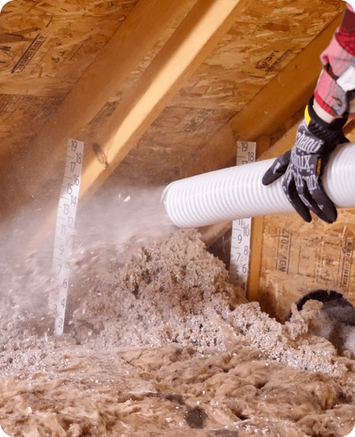 working in attic with insulation