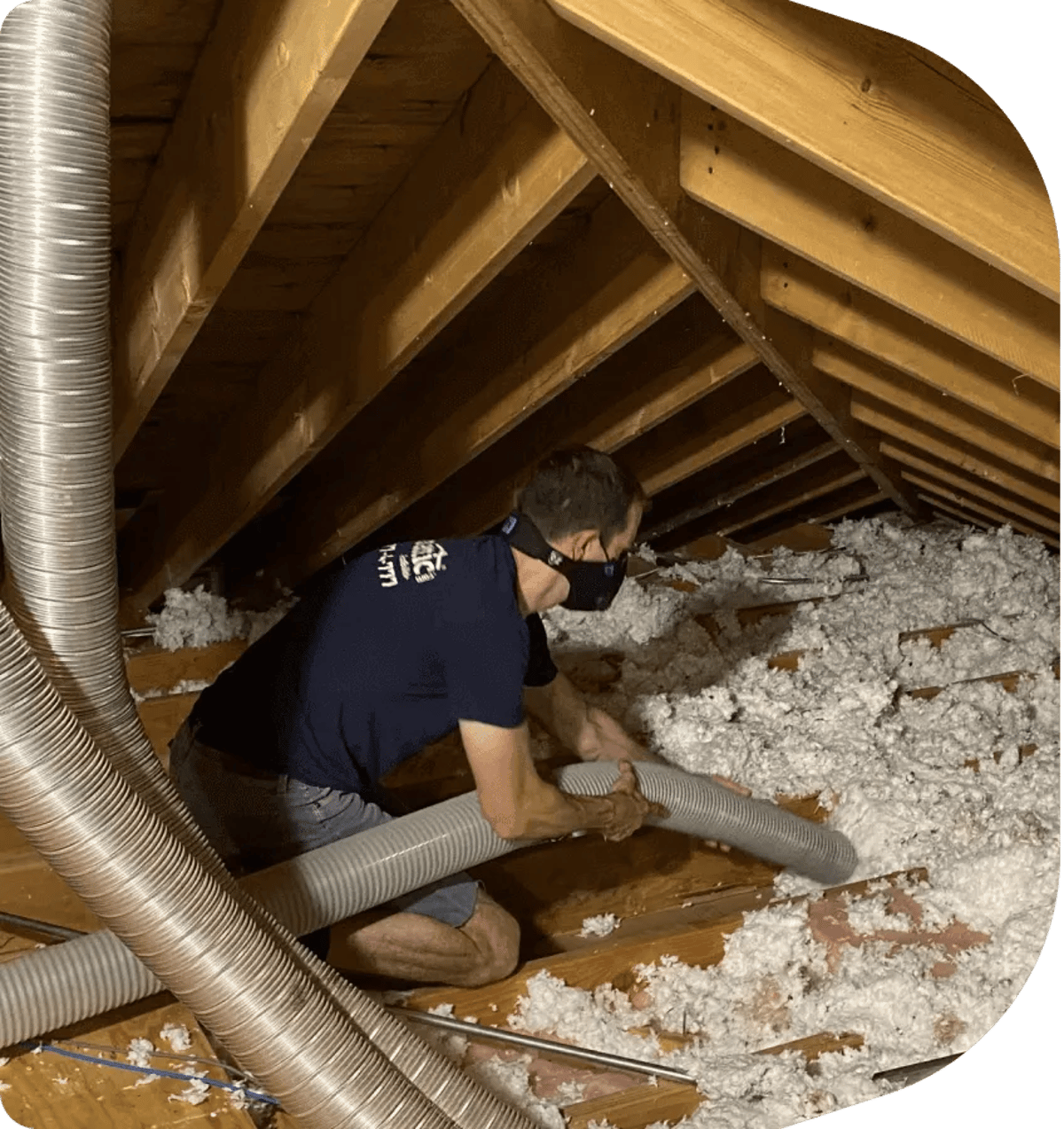 Green Attic Worker Removing Old Insulation
