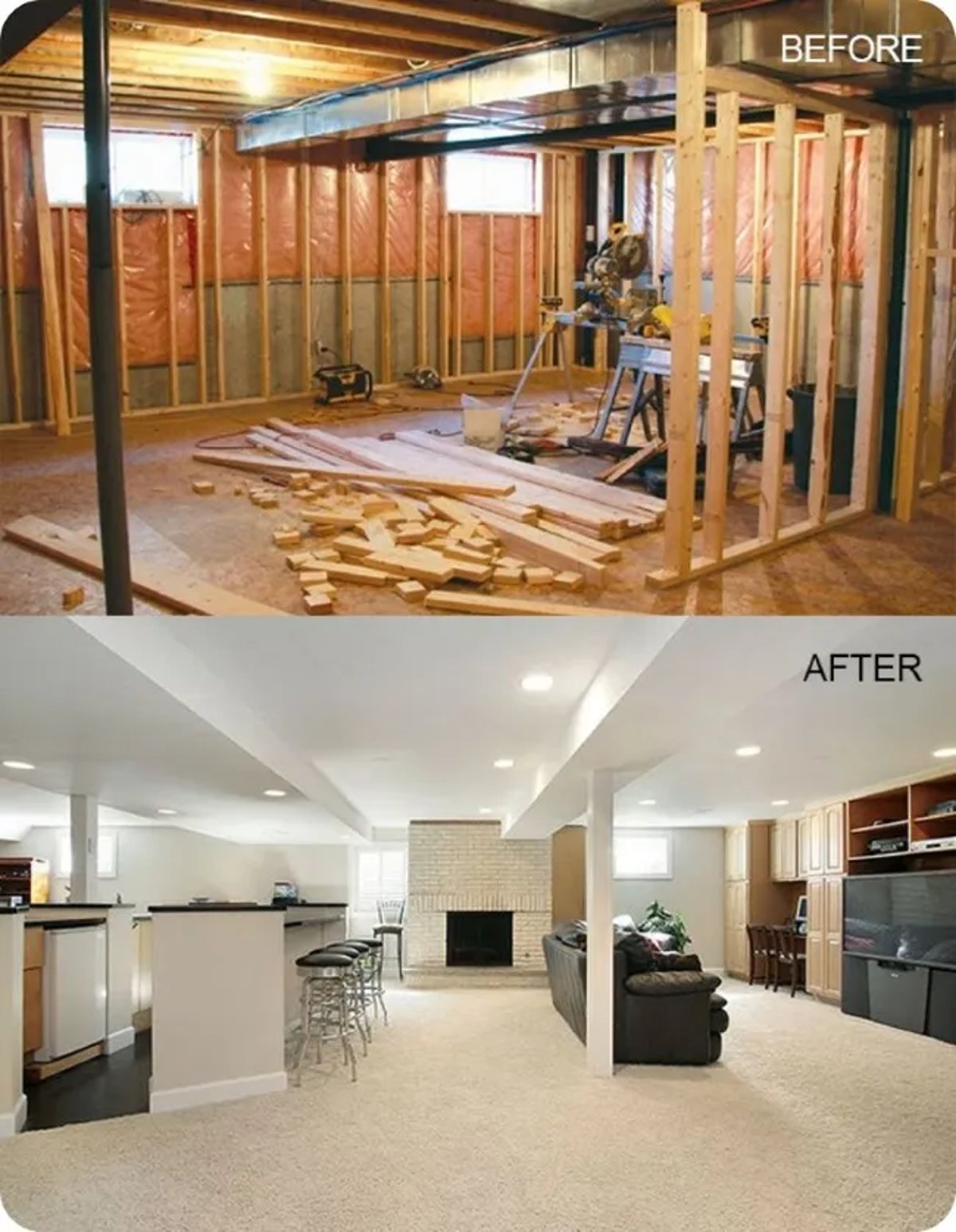Basement Remodeling Before and After