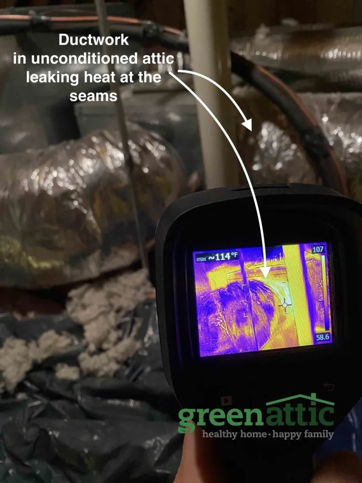heat escape duct work attic unconditioned