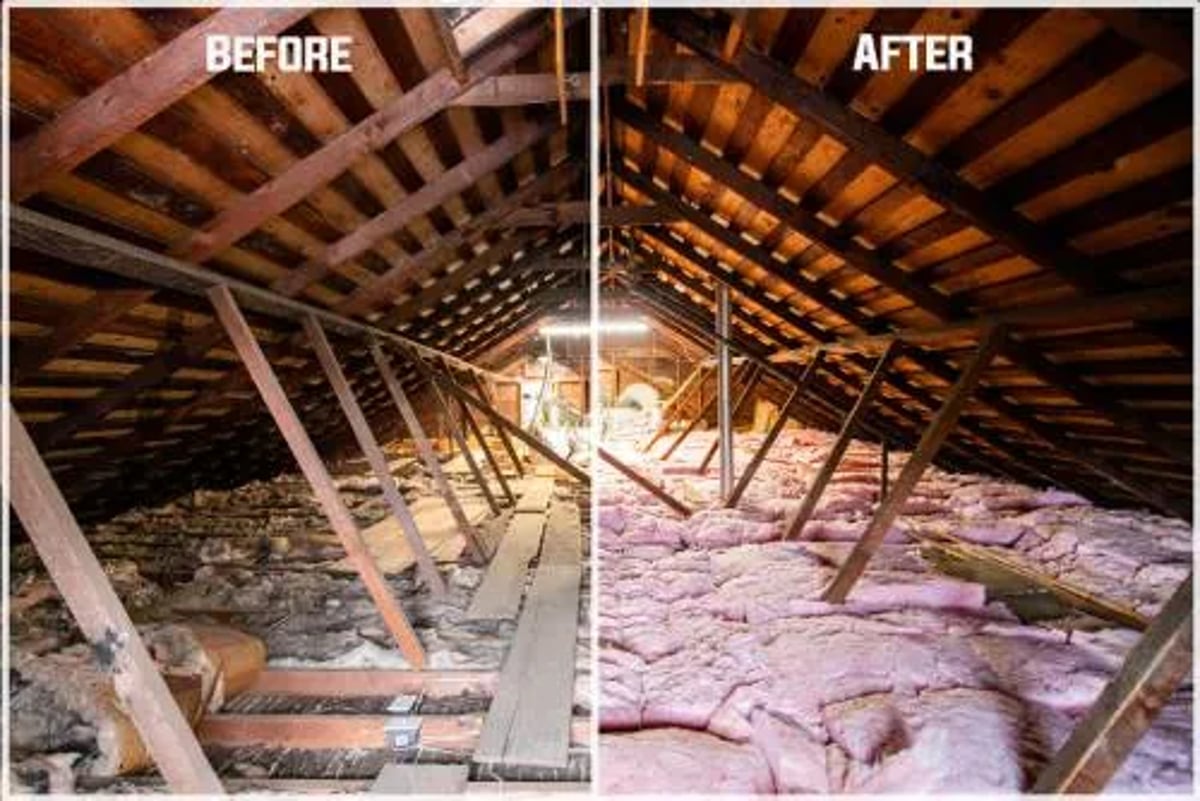 Attic Cleaning before and after
