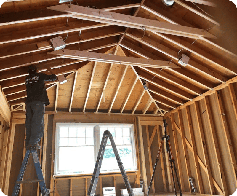 Cathedralize the knee wall space if ductwork is on the attic floor