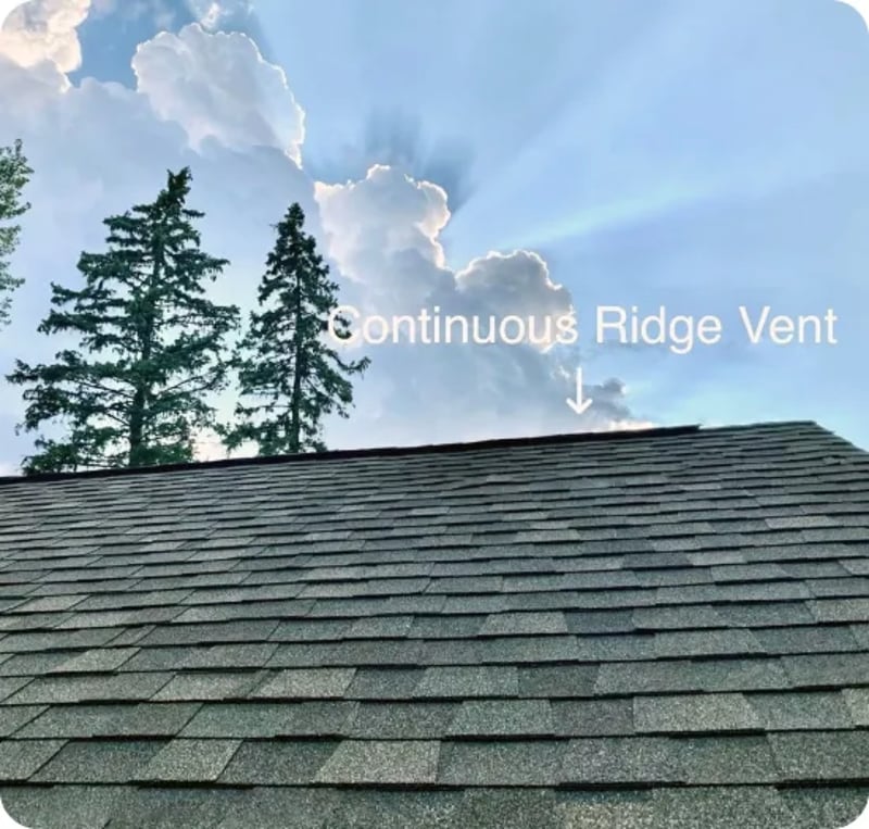 Continuous Ridge Vent is installed at the top of the roof / ridge