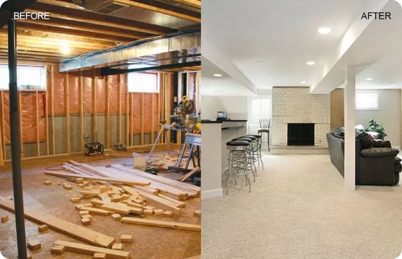 Basement Remodeling Before and After