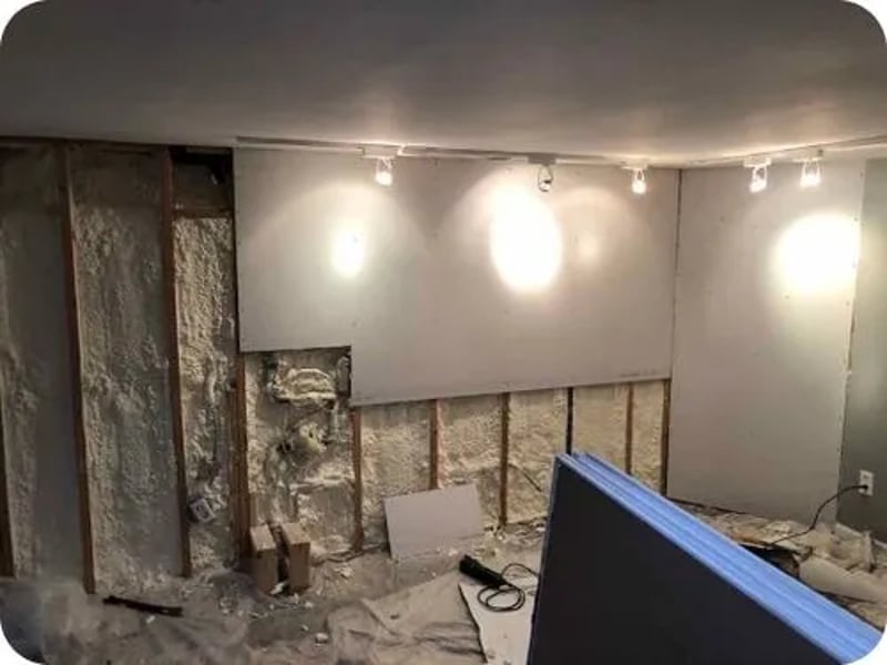 Drywall installed over foam