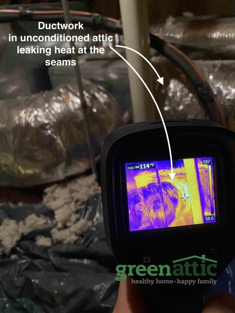 heat escape duct work attic unconditioned